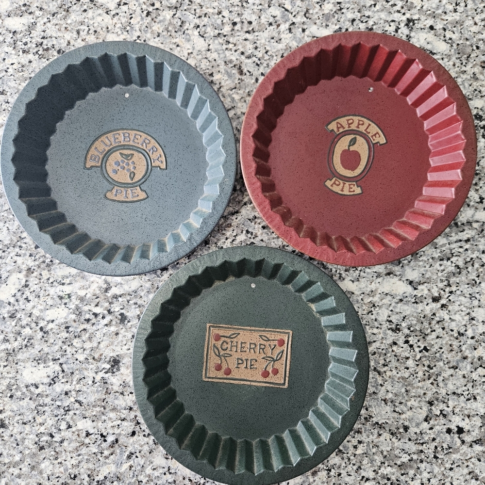 Set of Three Pie Plates - Blueberry, Apple, Cherry